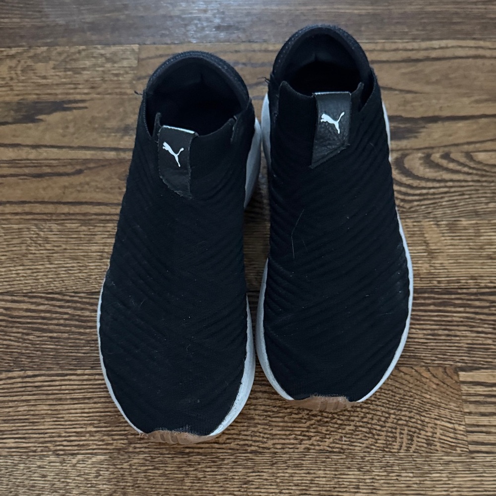 Puma Women's Black and White Slip-On Sneakers